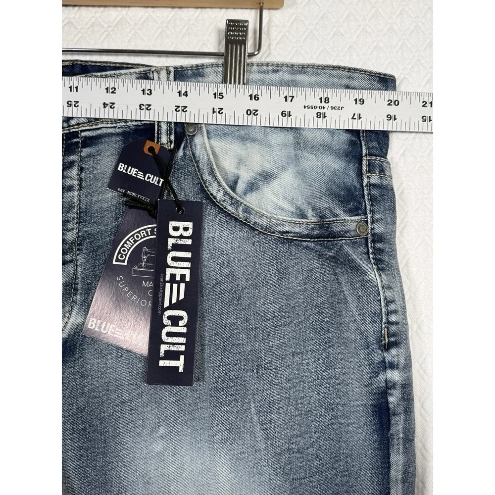 Blue Cult Tech Denim Mens Thick Stitch Jeans Fits 39x33 NWT (Tag 36) Bikercore